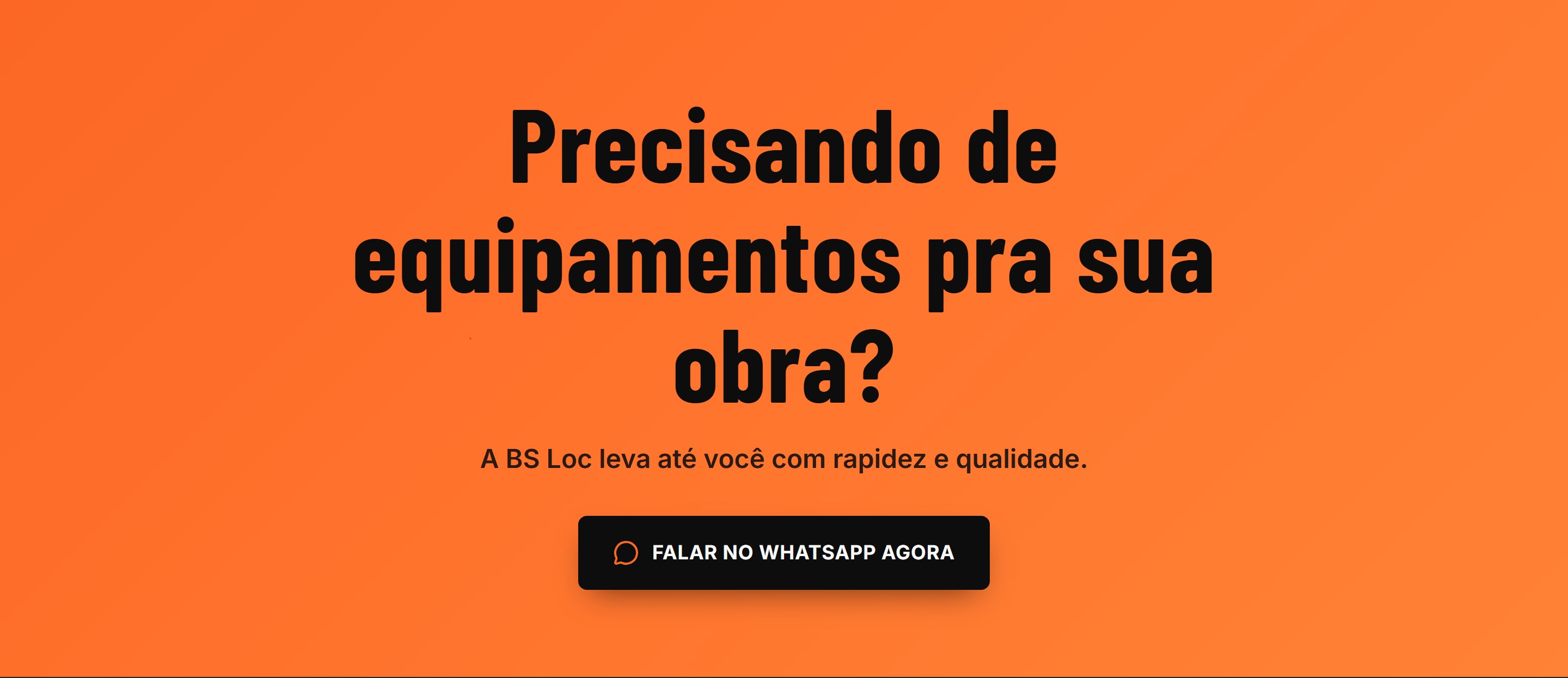 Área de contato do site da BS LOC