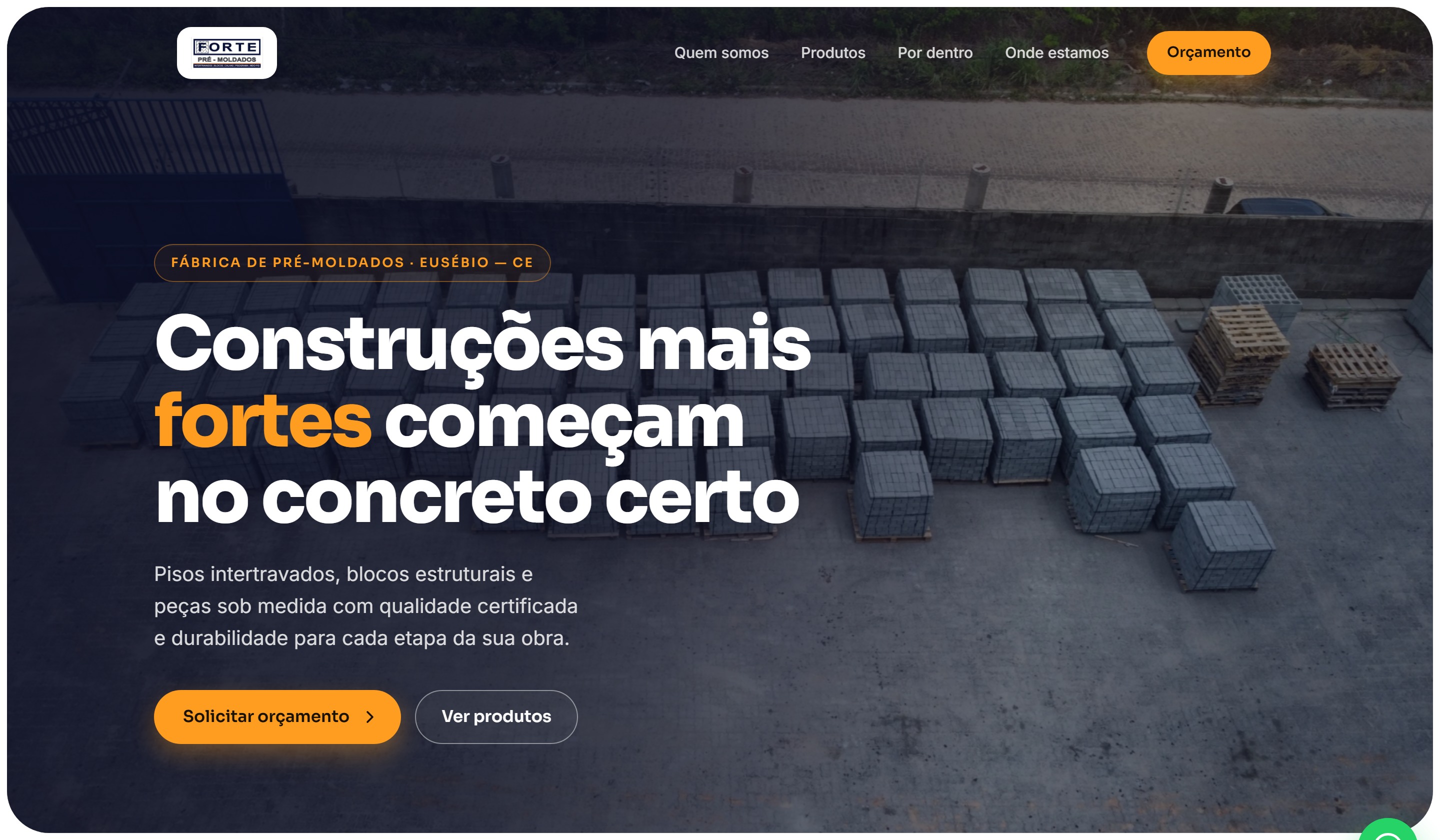 Página inicial desktop do site da Forte Moldados