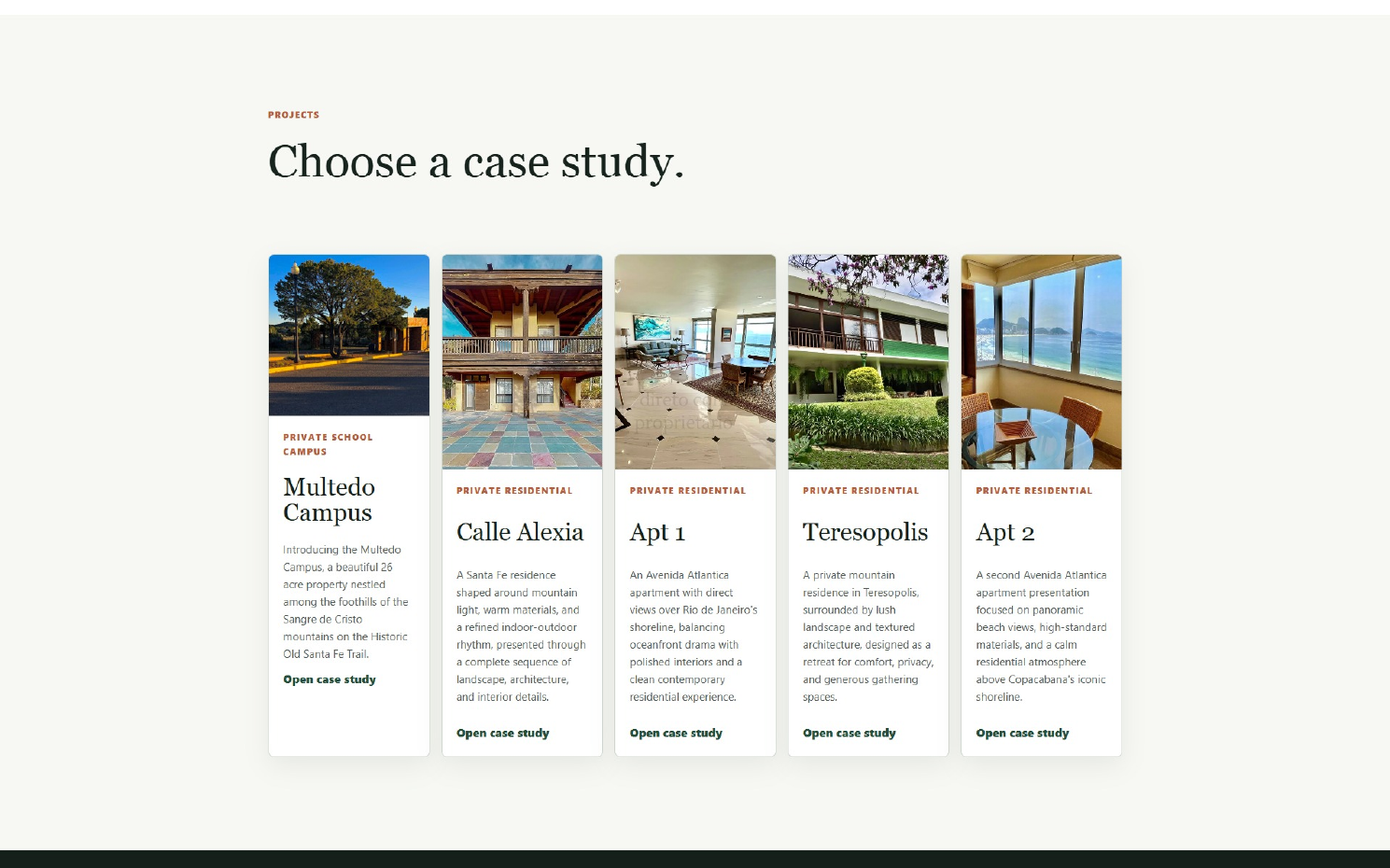 Detalhe da interface da Ipanema Edu com cartões de projetos